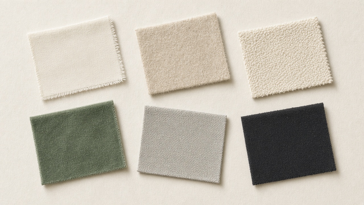 Fabric swatches used to judge how a stain will sit in the weave